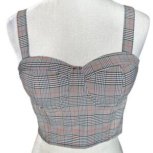 Revamped Plaid Bustier Crop Top. Size Small